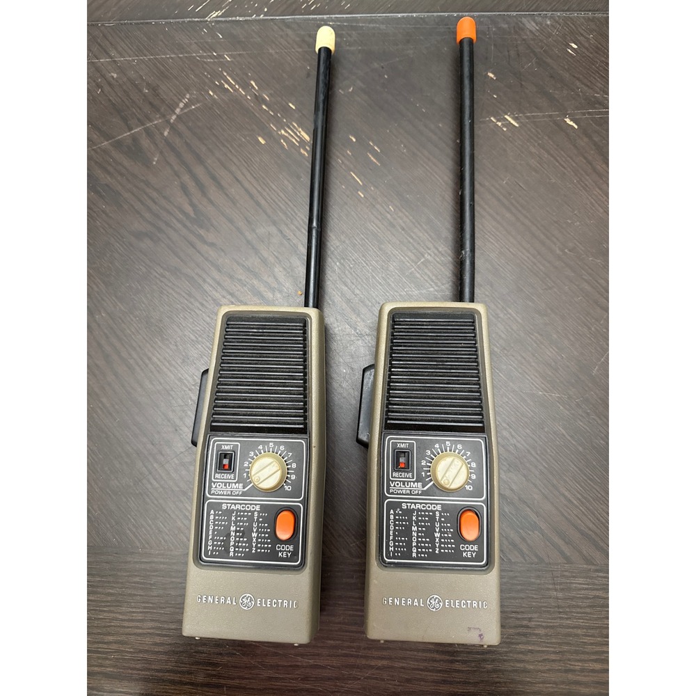 Vintage General Electric Walkie Talkie Set Model 3-5954A 49MHz Starcode Tan